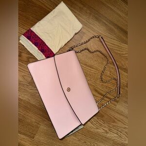 Tory Burch Light Pink Leather Chain Crossbody Bag